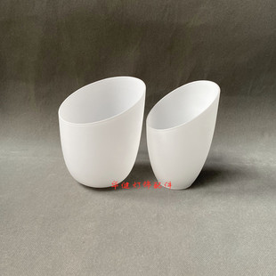 优选灯具配件 奶白斜口玻璃灯罩吊灯台灯壁灯玻璃灯罩e27灯头孔