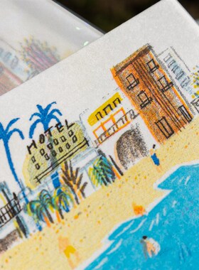 优选别管RISO 2025年7月夏天沙滩海边手帐装饰拼贴便签荧光色治愈