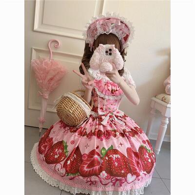 草莓物语Lolita洋装洛丽塔jsk连衣吊带裙新款夏季女