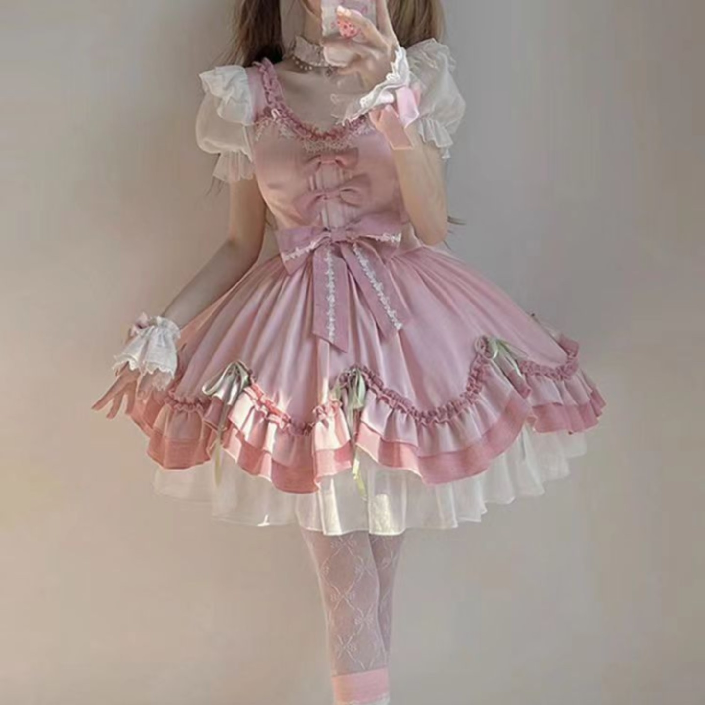 粉色可爱lolita花嫁温柔洋装洛丽塔裙软妹大小姐公主裙甜美日常