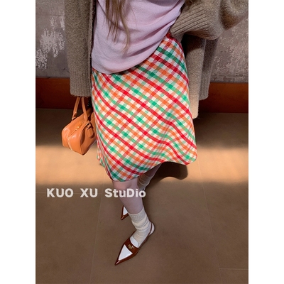 【送运费险】多巴胺彩色格纹半裙