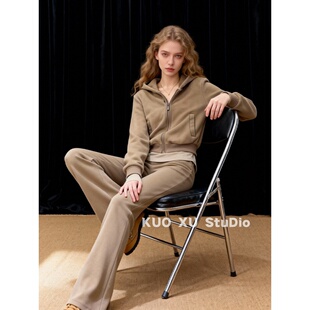 一整套运动卫衣高级感连帽外套阔腿裤 超好看深冬装 女 现货秒发