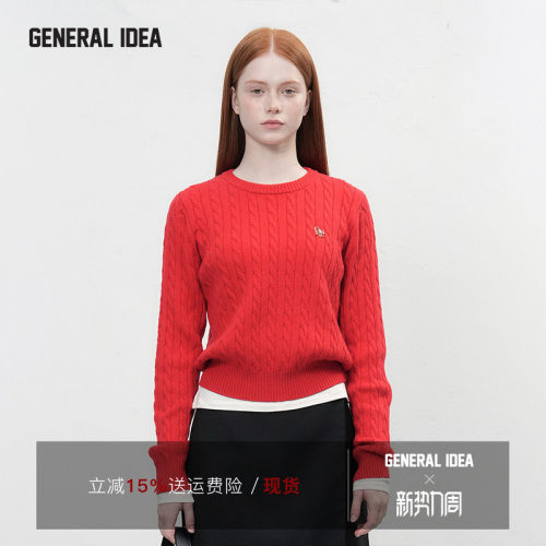 GENERAL IDEA BY BUMSUK 韩国正品 针织衫绵羊毛圆领套头毛衣女