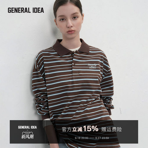 GENERAL IDEA BY BUMSUK 韩国正品 复古条纹polo长袖上衣情侣款