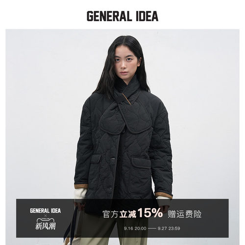 GENERAL IDEA BY BUMSUK 韩国正品 圆领拼色休闲夹棉外套女秋冬季