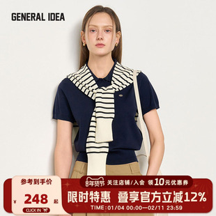 GENERALIDEA2025新款夏日韩系慵懒松弛感短袖polo衫收腰t恤上衣女