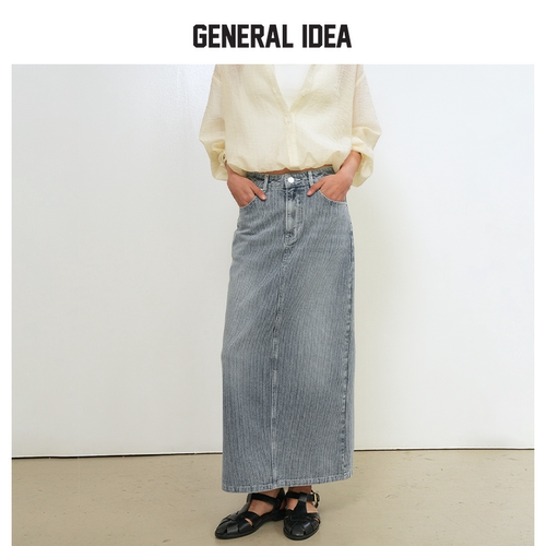 GENERAL IDEA BY BUMSUK女士夏季休闲百搭时尚牛仔开叉半身长裙