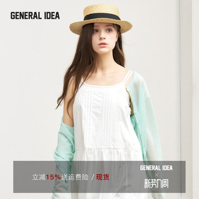 GENERAL IDEA BY BUMSUK 韩国正品 度假花边吊带文艺方领连衣裙女