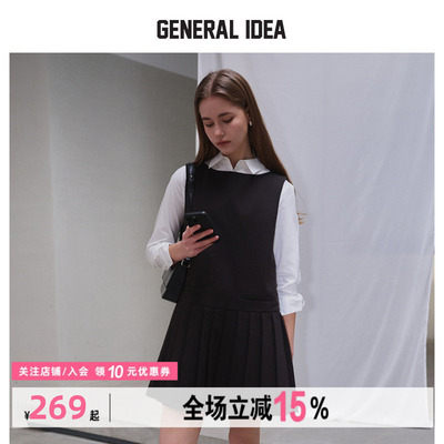 GENERAL IDEA BY BUMSUK百褶裙短款法式学院风A字背心连衣裙无袖
