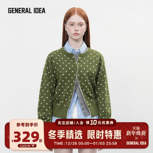 IDEA 拼色波点圆领针织开衫 日系经典 女士 BUMSUK秋新款 GENERAL
