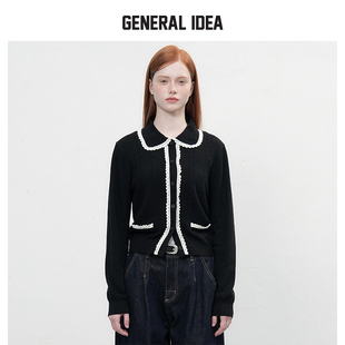 GENERAL IDEA BY BUMSUK荷叶领蕾丝边针织开衫女软糯温柔韩系小众