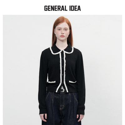 GENERAL IDEA BY BUMSUK荷叶领蕾丝边针织开衫女软糯温柔韩系小众