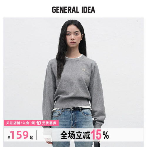 GENERAL IDEA BY BUMSUK圆领金扣针织套头毛衣微束腰显瘦针织衫女