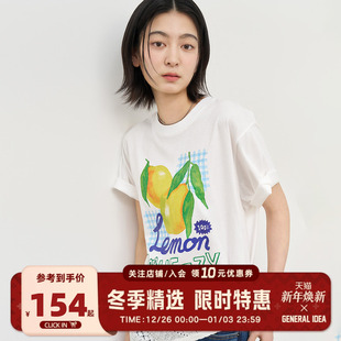 IDEA T恤宽松休闲韩系情侣款 水果印花短袖 BUMSUK新款 GENERAL