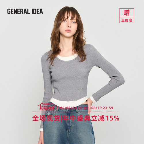 GENERAL IDEA BY BUMSUK 韩国正品 套头正肩休闲针织衫长袖打底