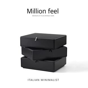 意法世纪轻奢床头柜 现代简约设计师款 MF意式 极简床边柜三层旋转