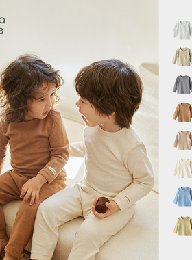 考拉鼻鼻[绵绵彩虹糖纯棉家居套装·弹软兼备]儿童打底秋衣秋裤