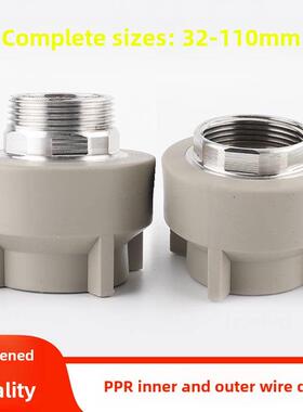 浅灰色Ppr水管1.0英寸2英寸外线直32 40 50 63 75 90 110内齿管接