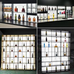不锈钢展示柜发光背板餐边柜亚克力钢板柜金属装饰书柜架酒柜定制