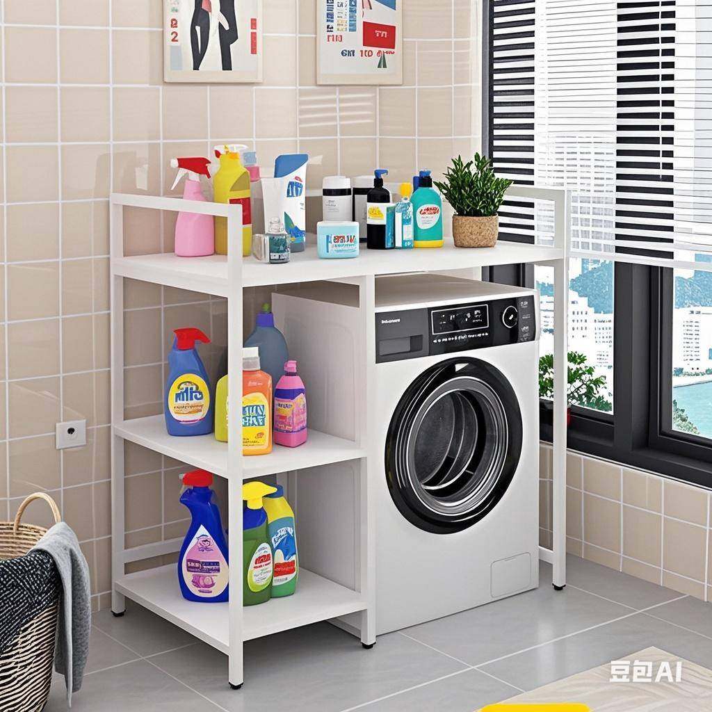 洗衣机置物架上方全自动滚筒翻盖创意空间收纳架子阳台防水洗衣柜