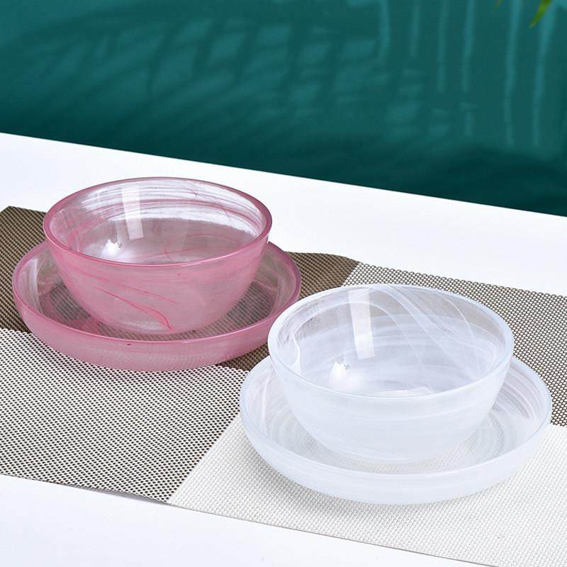 水墨彩玻璃沙拉碗日式碗碟套装家用餐具个性饭碗大水果盘子甜品碗,餐饮具,盘,淘宝优惠券,粉丝福利购,淘宝优惠卷