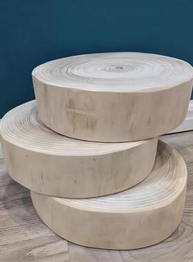 天然香樟木年轮小木片实木原木花盆底座增高隔热杯垫装饰拍照摆件