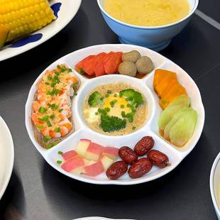 可蒸可微波五格盘子风车盘分格餐盘陶瓷家用菜盘多功能蒸盘耐高温