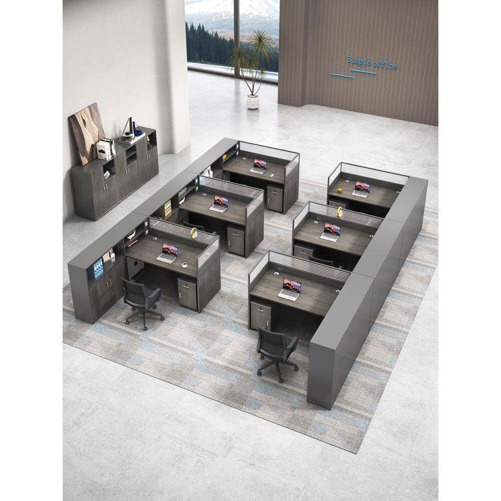 员工桌财务桌简单现代4/6/8人电脑桌办公室员工办公桌和椅子组合