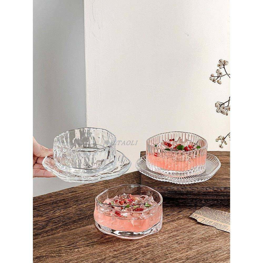 新中式糖水碗不规则透明玻璃碗碟套装高颜值甜品碗水果酸奶燕窝碗,餐饮具,玻璃餐具套装,淘宝优惠券,粉丝福利购,淘宝优惠卷