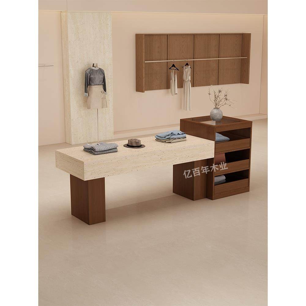 服装店中岛台展示桌商场装饰品柜中古风流水台女装店陈列柜储物柜