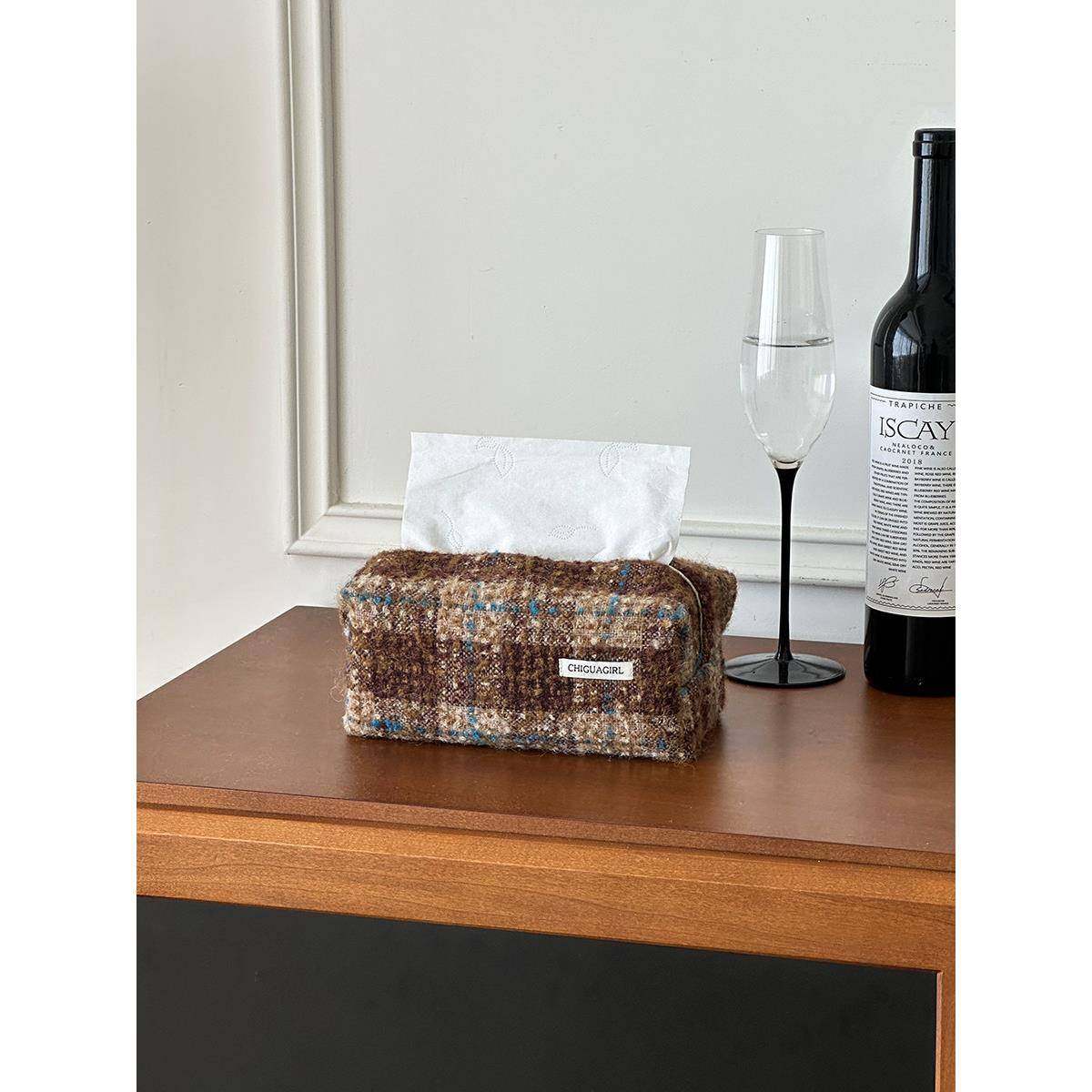 覆古高级感布艺纸巾盒客厅餐厅抽纸盒棕色桌面纸巾收纳盒餐巾纸套,收纳整理,纸巾盒,淘宝优惠券,粉丝福利购,淘宝优惠卷