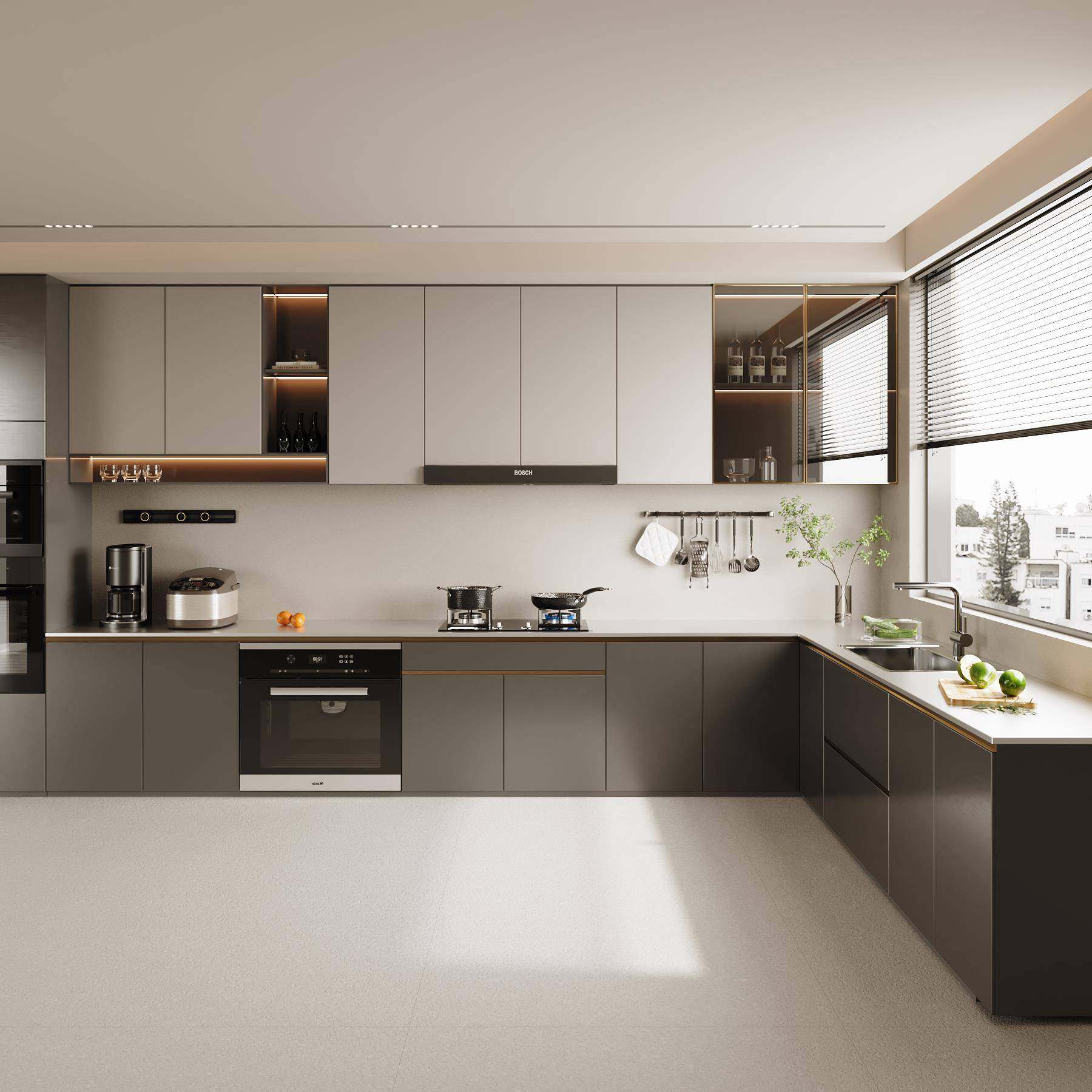 现代简约304不锈钢厨房橱柜 一体成型灶台柜可移动置物碗柜