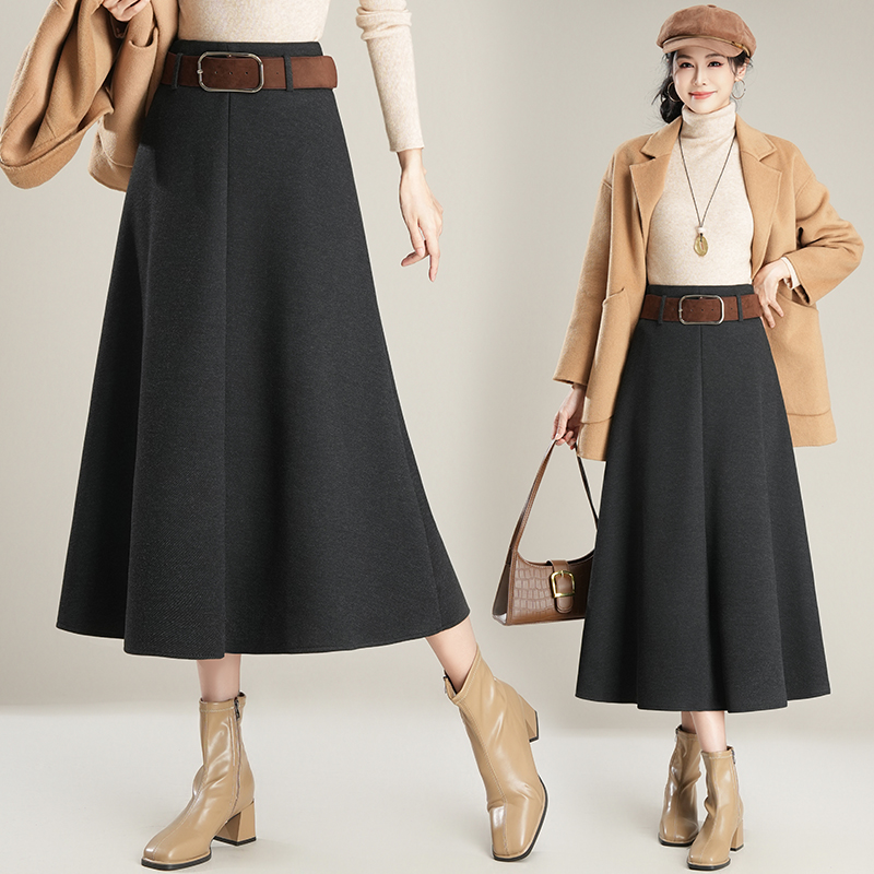高腰A字裙H型秋冬高腰遮胯半身裙极简风百搭中长裙2025年秋冬新款