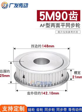 两面平同步轮5M90齿/5M90T 槽宽21AF型 铝同步皮带轮 内孔10-60mm