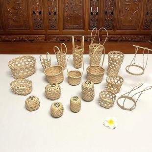 槿源竹儿手工编织精品小竹制品鸡笼无耳有耳竹篮竹篓奶茶杯手提篮