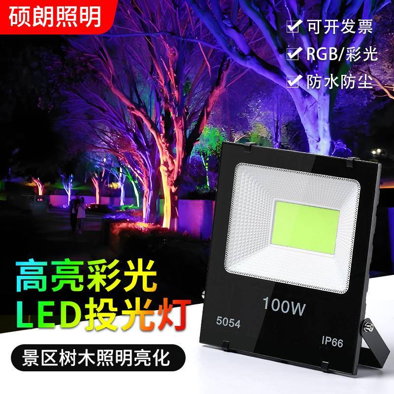 led七彩投光灯户外园林景观绿化户外防水照明灯强彩色照树灯