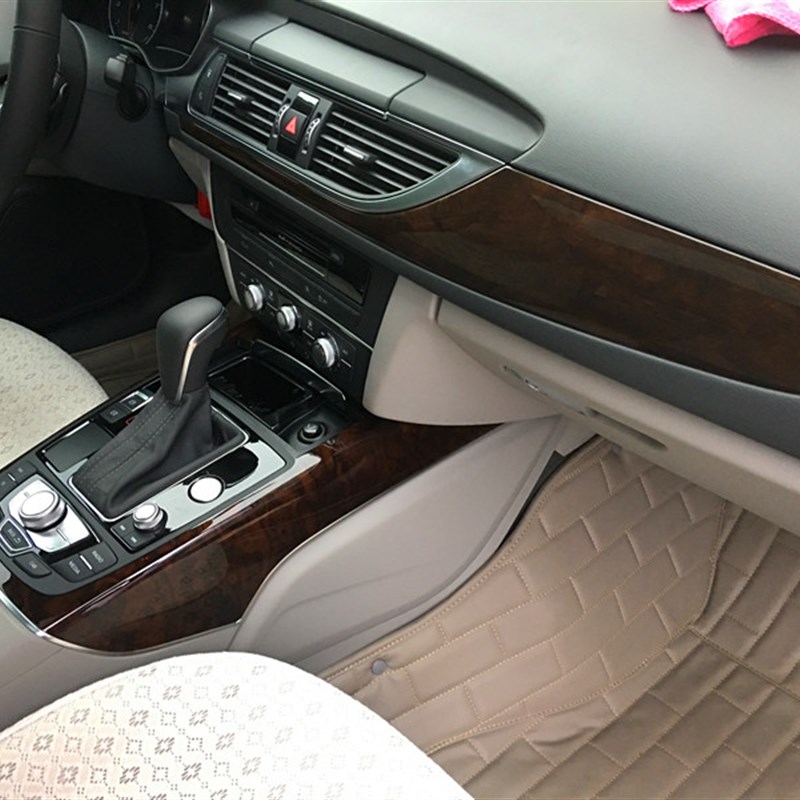 12-23奥迪A6L内饰改装岑木桃木纹C7碳纤维中控台升级配件C8装饰条