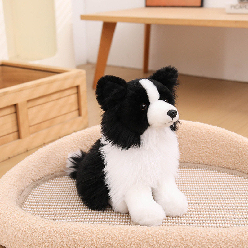 仿真边牧犬毛绒玩具黑白狗