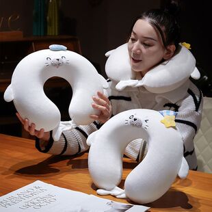 卡通萌萌海豹U型枕旅行舒适颈椎靠垫枕头便携车载脖枕可收纳盒