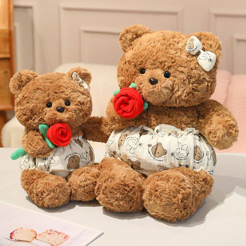 可爱泰迪熊毛绒玩具公仔玫瑰小熊布娃娃儿童搂抱玩偶情人节礼物女