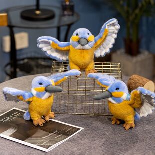 可爱仿真跨境翠鸟蓝黄相间毛绒玩具小鸟玩偶摆件送儿童生日礼物