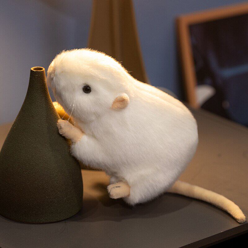 仿真白色小老鼠毛绒玩具动