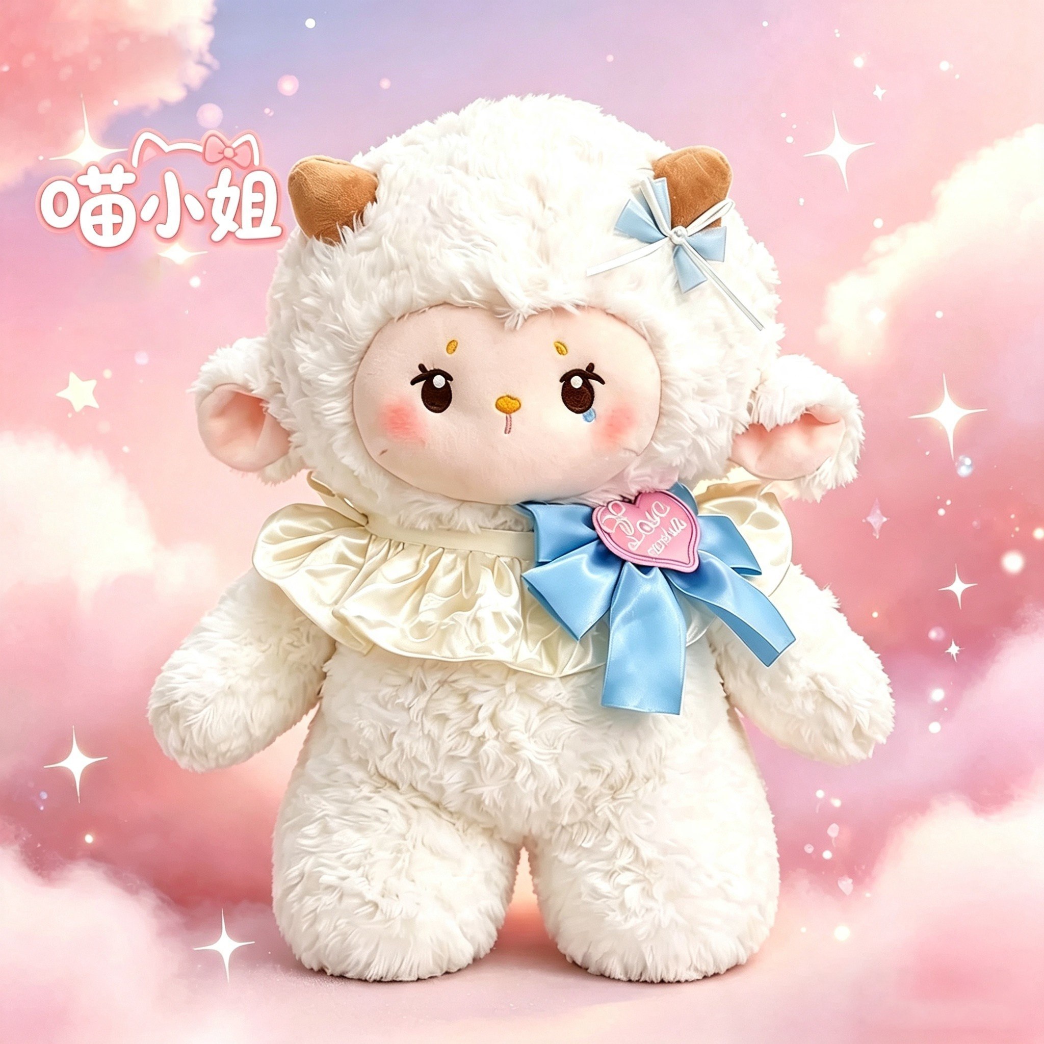 泡芙小羊毛绒公仔白色绵陪