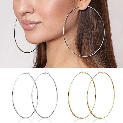 2pcs 30-100mm Small Big Circle Hoop Earrings for Women Men,