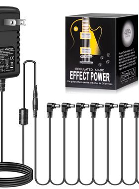 Pedal Power 9V DC 2A 2000mA Adapter Center Negative 8 Way Da