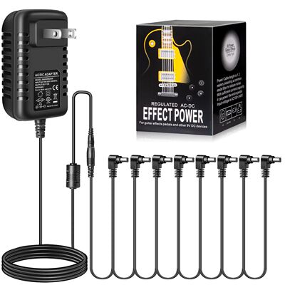 Pedal Power 9V DC 2A 2000mA Adapter Center Negative 8 Way Da