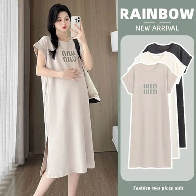 2025 New Summer Maternity Dresses Summer Loose Big Yards Lat