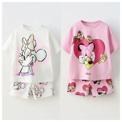 Children's Set Summer Hot Little Girl Mickey Mouse Cartoon T