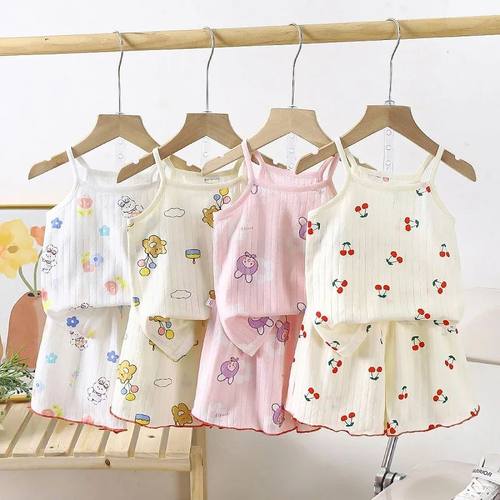 Baby Clothes Sets Summer Toddler Girl Strap Suits Cotton Pri