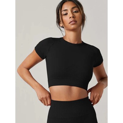 Women Yoga Top Seamless Sport T Shirts Fitness Clothes Short
